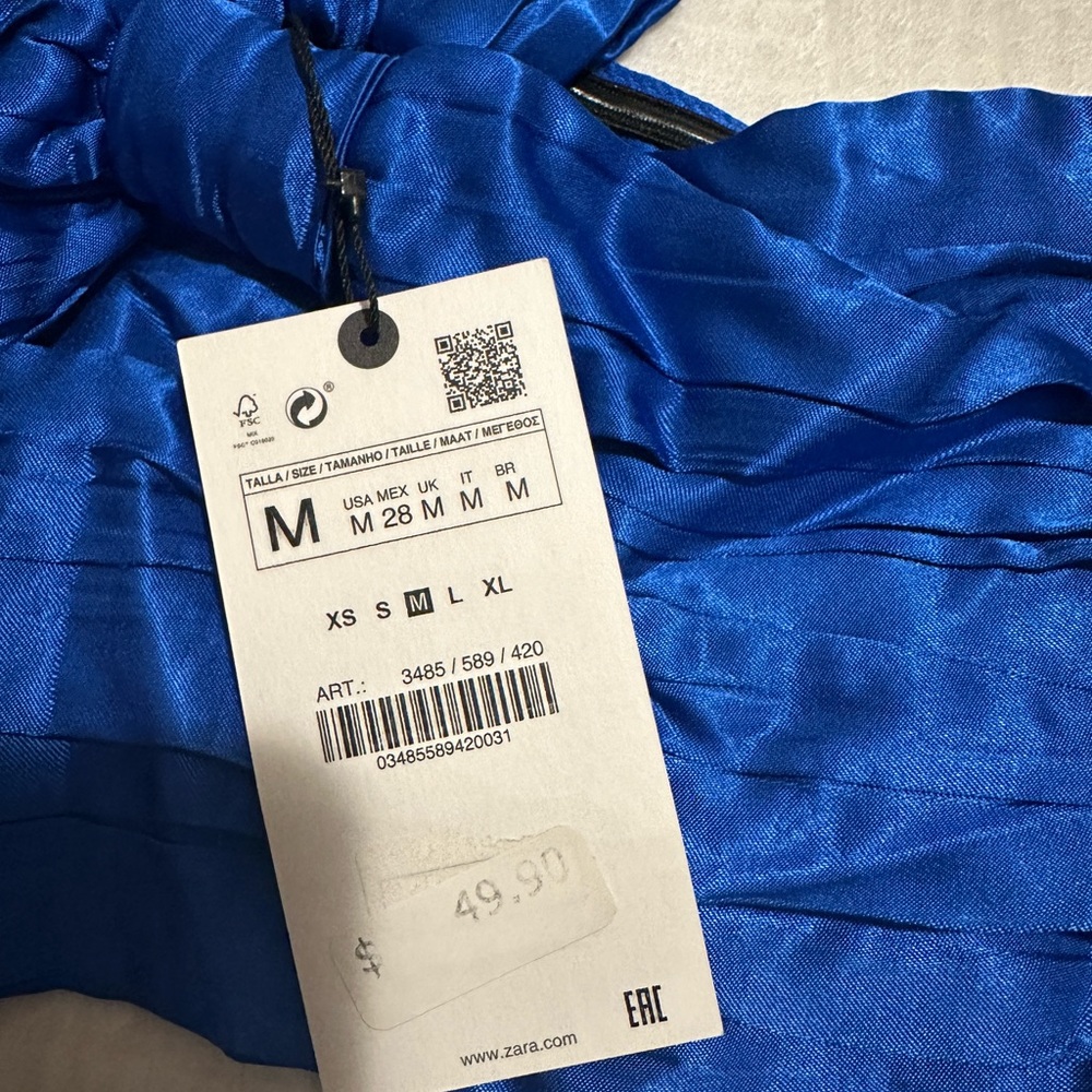 Blue Zara Draped Satin Cutout Crop Top